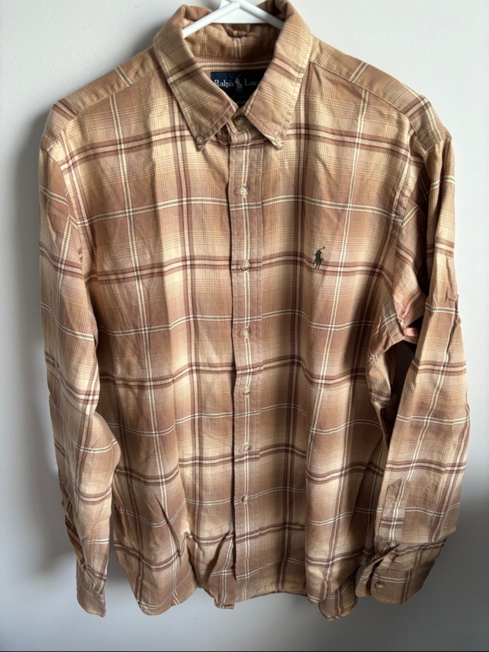 Ralph Lauren Plaid Button-Down Shirt in Tan and Brown - Picture 4 of 4